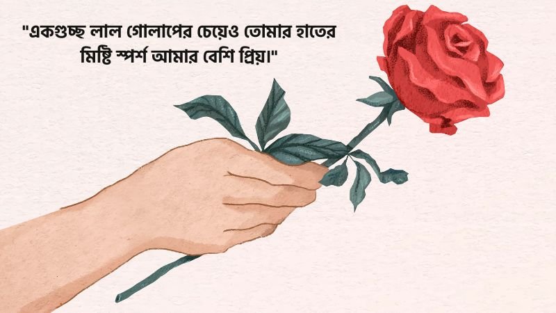 হাতে ফুল নিয়ে রোমান্টিক মেসেজ