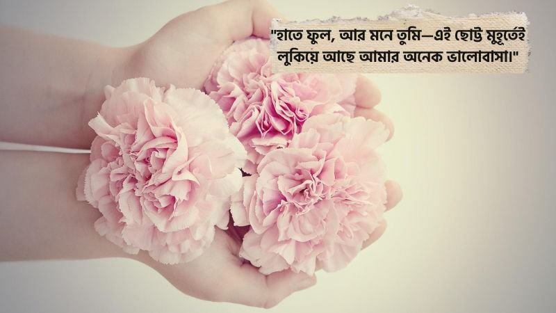 হাতে ফুল নিয়ে রোমান্টিক ক্যাপশন